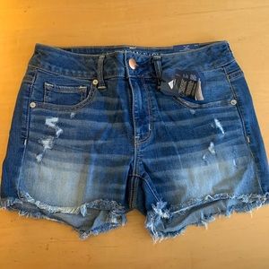 American Eagle AE Jean MIDI stretch ripped frayed shorts